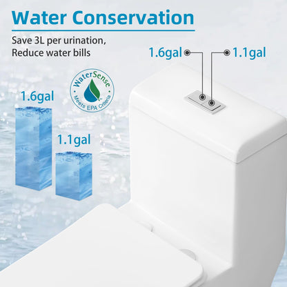 CB HOME 24'' Small Compact One Piece Toilet, Dual Flush Modern Siphon Short Toilet with Soft Closing Seat,16.5''Comfort Height