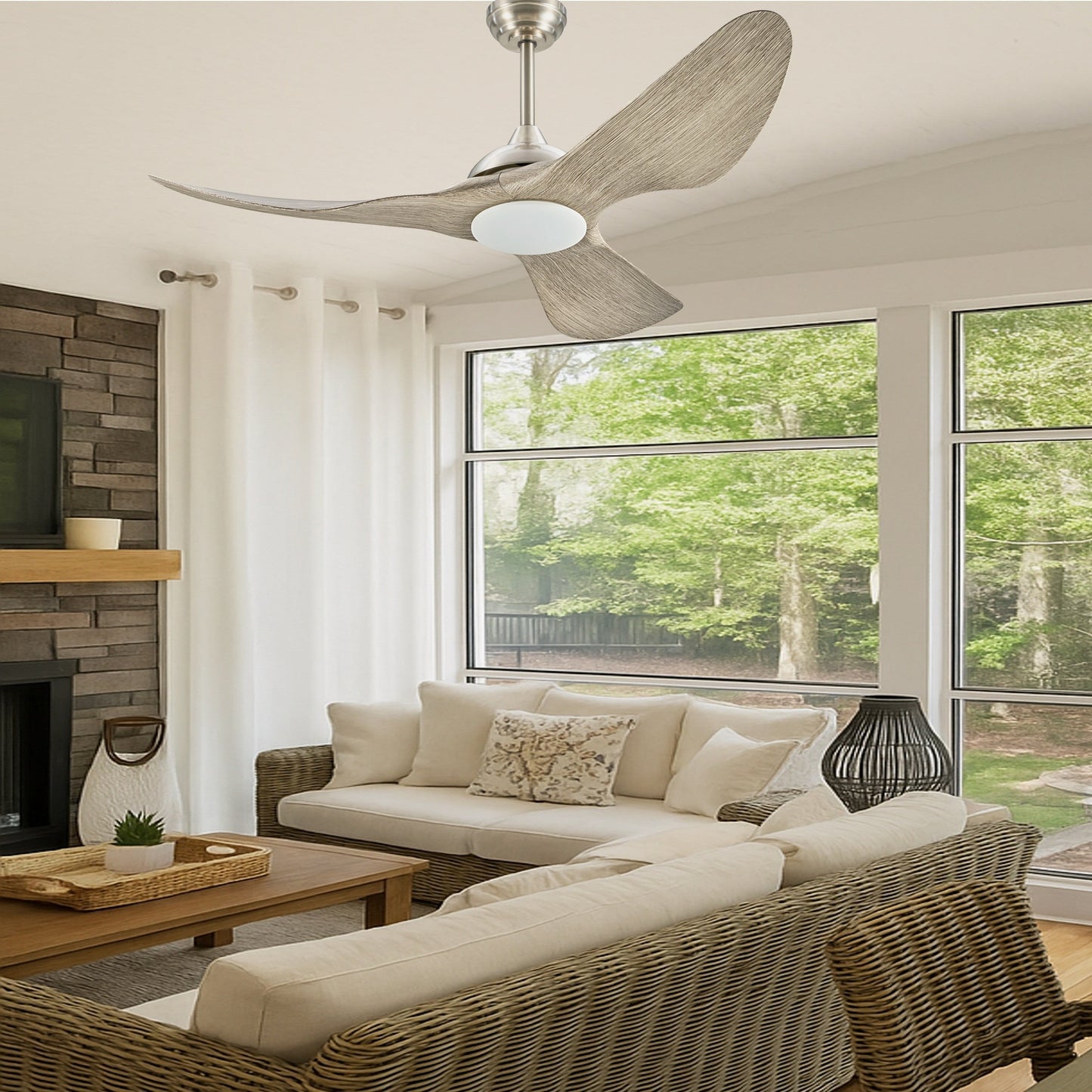 CO-Z 52 Outdoor Wet-Rated Waterproof LED Ceiling Fan with Dimmable Light and Remote Control