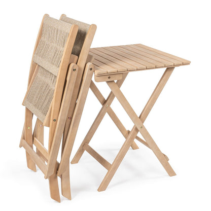 Cadiz Modern Coastal 3-Piece Acacia Wood Outdoor Folding Bistro Set, by JONATHAN Y