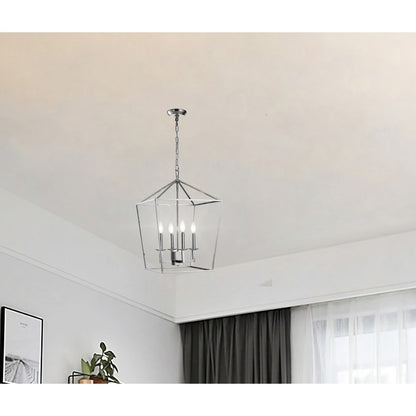Candle Style Lantern Pendant Stairway or Kitchen Island Open Cage Chandelier - N/A