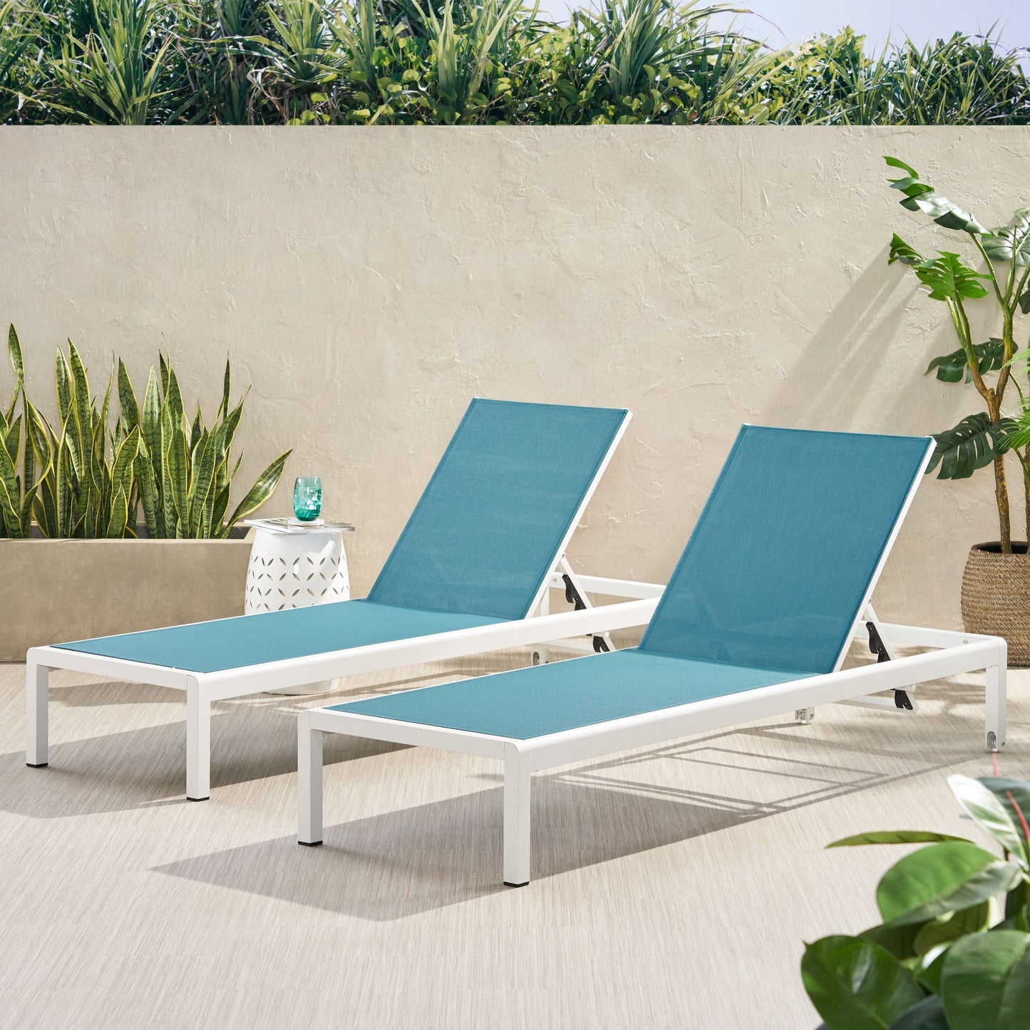 Cape Coral Outdoor Aluminum Chaise Lounge (Set of 2) by Christopher Knight Home - 77.56 D x 25.20 W x 11.80 H