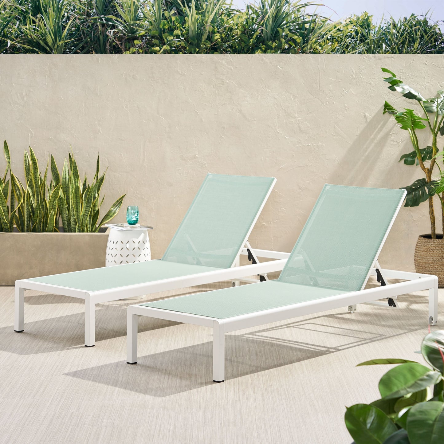 Cape Coral Outdoor Aluminum Chaise Lounge (Set of 2) by Christopher Knight Home - 77.56 D x 25.20 W x 11.80 H