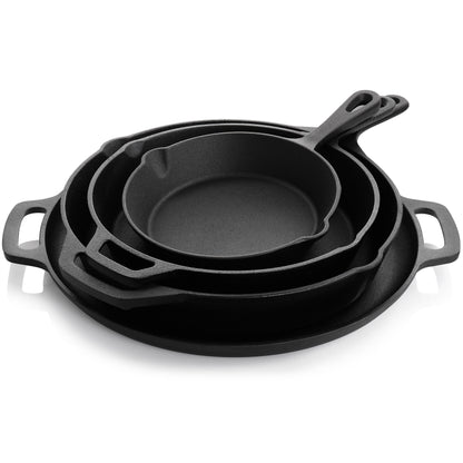Cast Iron Pre Seasoned Skillet and Accessories 12 Piece Set