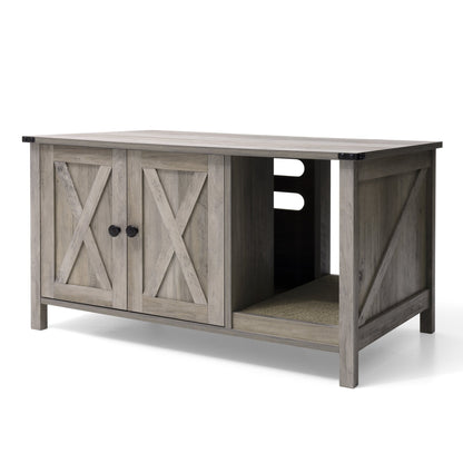 Cat Litter Box Enclosure, Hidden Wood Cat Washroom Furniture with Scratching Post