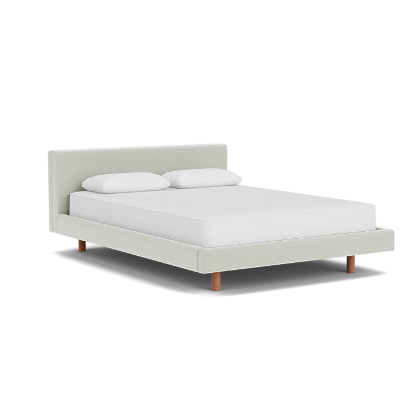 Custom Fabric Bento Queen Bed - Walnut Leg