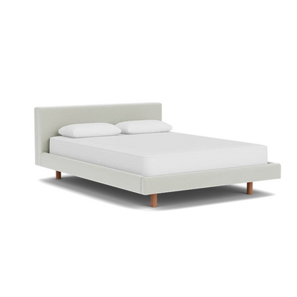 Custom Fabric Bento Queen Bed - Walnut Leg