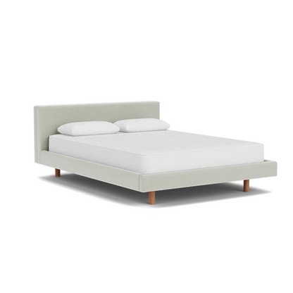 Custom Fabric Bento Queen Bed - Walnut Leg