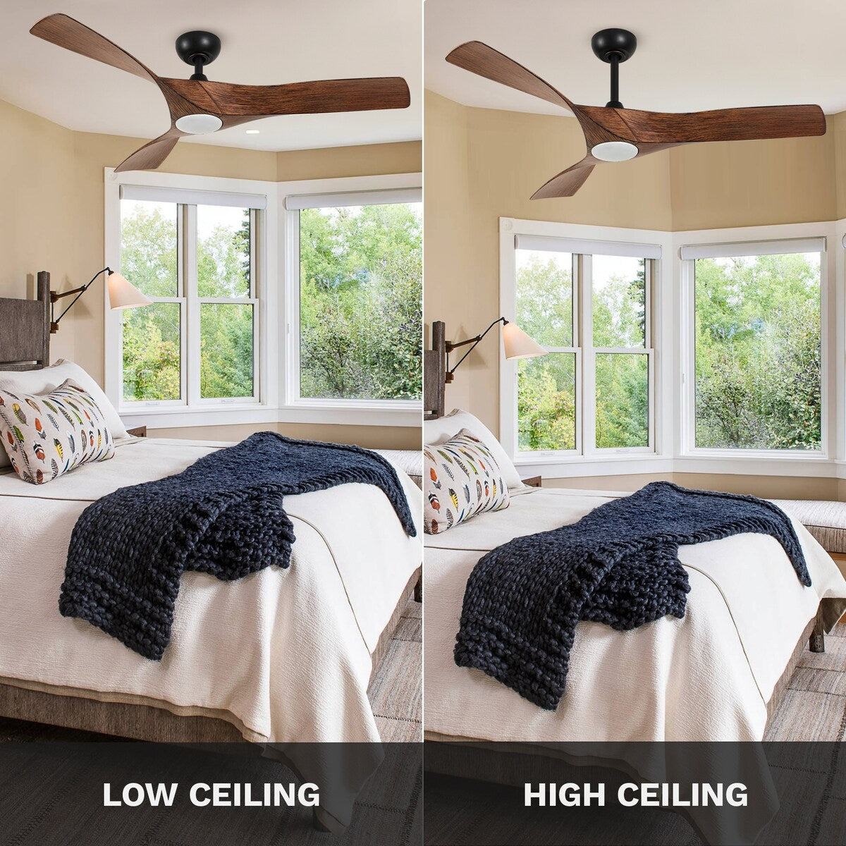 Ceiling Fan Light, 52 Ceiling Fan w/ Remote, LED Dimmable Tri-Color Temperature