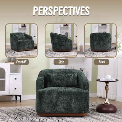 Chenille Swivel Barrel Chair, 360-Degree Comfy Accent Sofa for Living Room, Bedroom, and Study with Removable Cushion