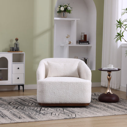 Chenille Swivel Barrel Chair, 360-Degree Comfy Accent Sofa for Living Room, Bedroom, and Study with Removable Cushion