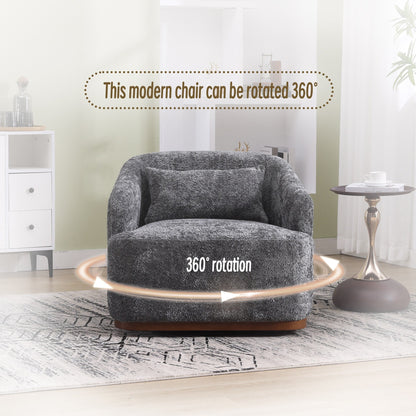 Chenille Swivel Barrel Chair, 360-Degree Comfy Accent Sofa for Living Room, Bedroom, and Study with Removable Cushion