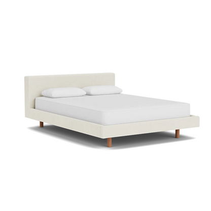 Custom Fabric Bento Queen Bed - Walnut Leg