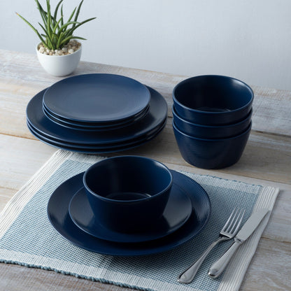 Noritake Colorscapes Swirl 12-Piece Coupe Dinneware Set, Service For 4