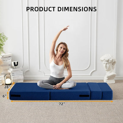 Convertible Folding Sofa Bed - Modern Linen Sleeper Chair with Pillow & Foldable Mattress for Living Room/Dorm/Guest