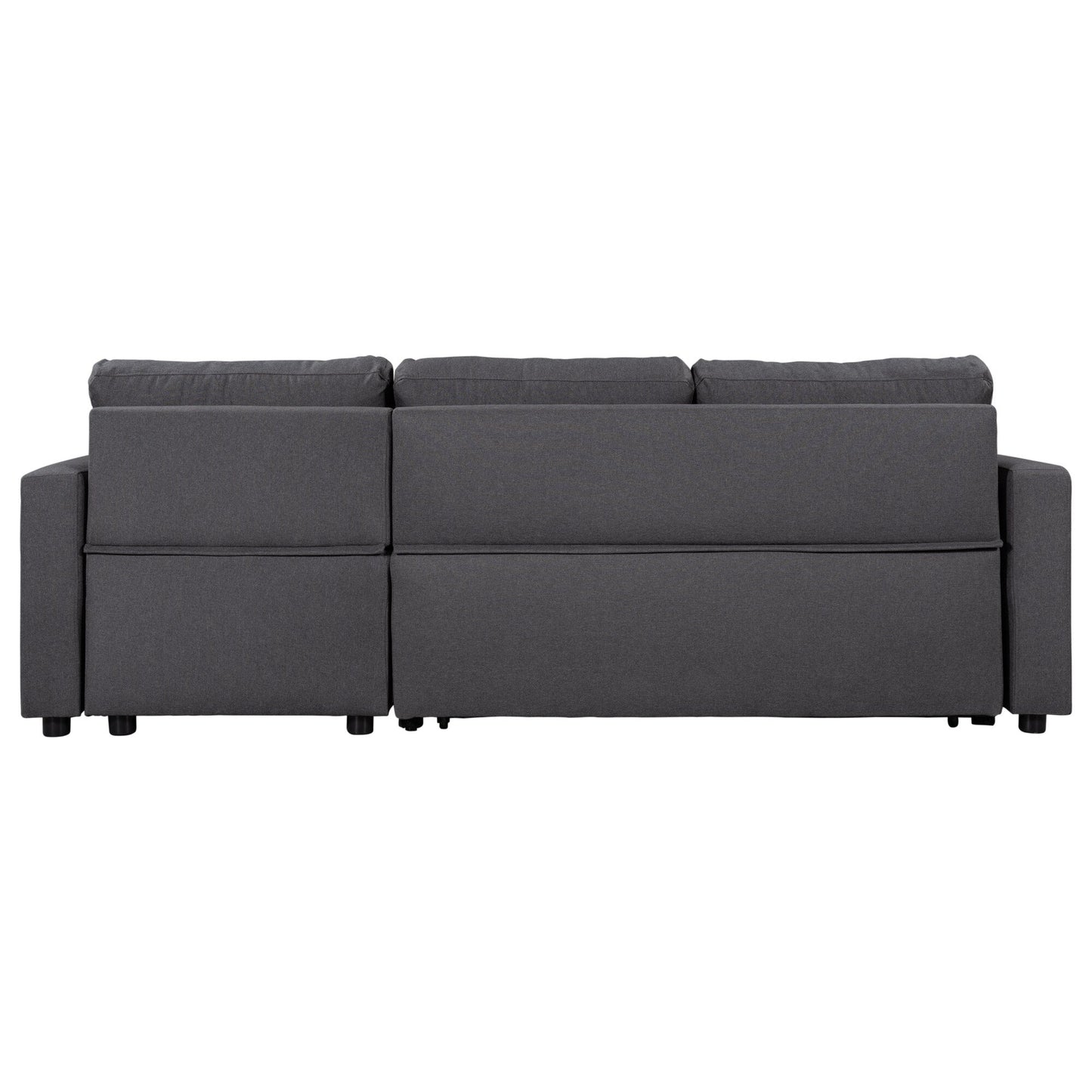 Convertible L-Shaped Sectional Sofa with Pull-Out Bed and Storage Space, 2 Tossing Cushions