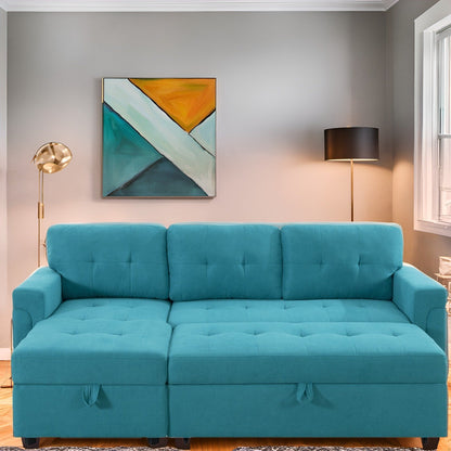 Convertible Reversible Sectional Sofa with Pull-Out Sleeper Bed, Hidden Storage Chaise, and Durable Legs