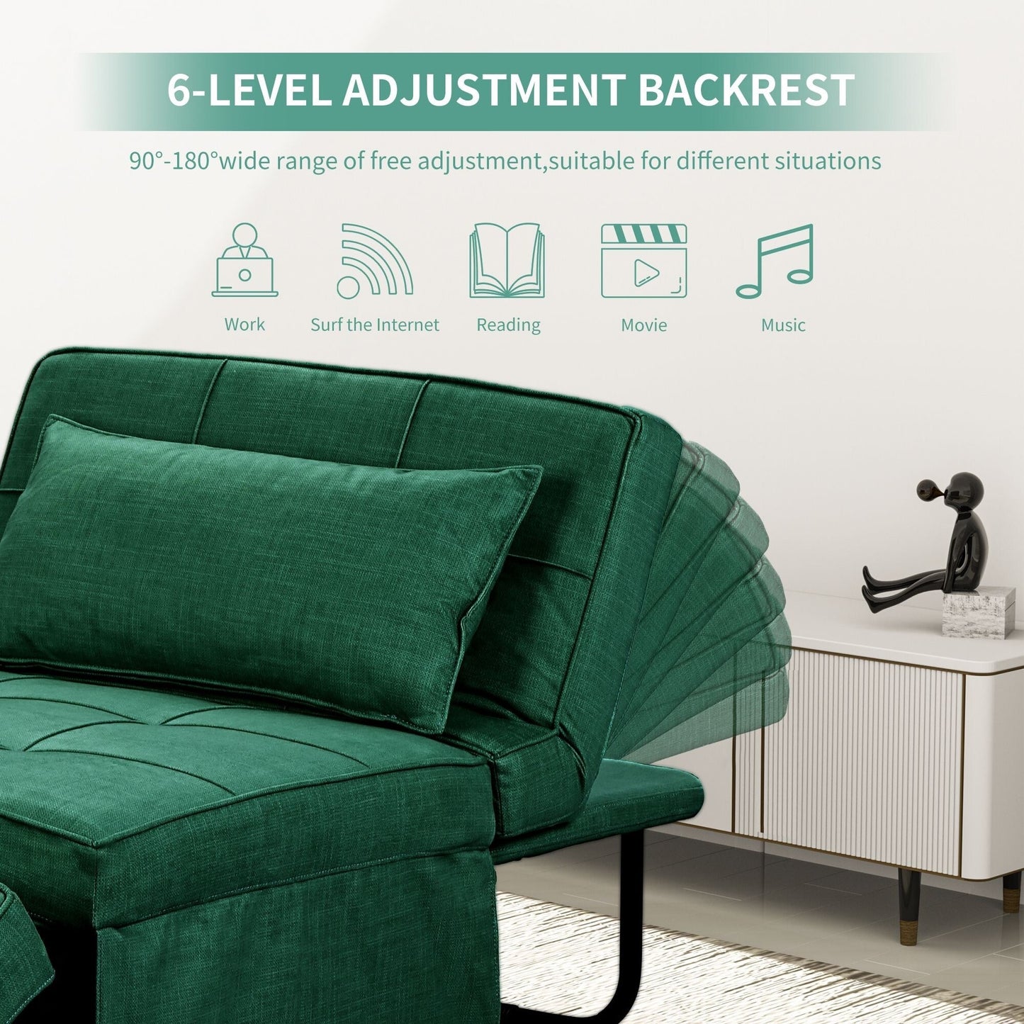 Convertible Sofa Bed Sleeper Sofa Chair Couch Folding Ottoman Recliner Chairs for Living Room