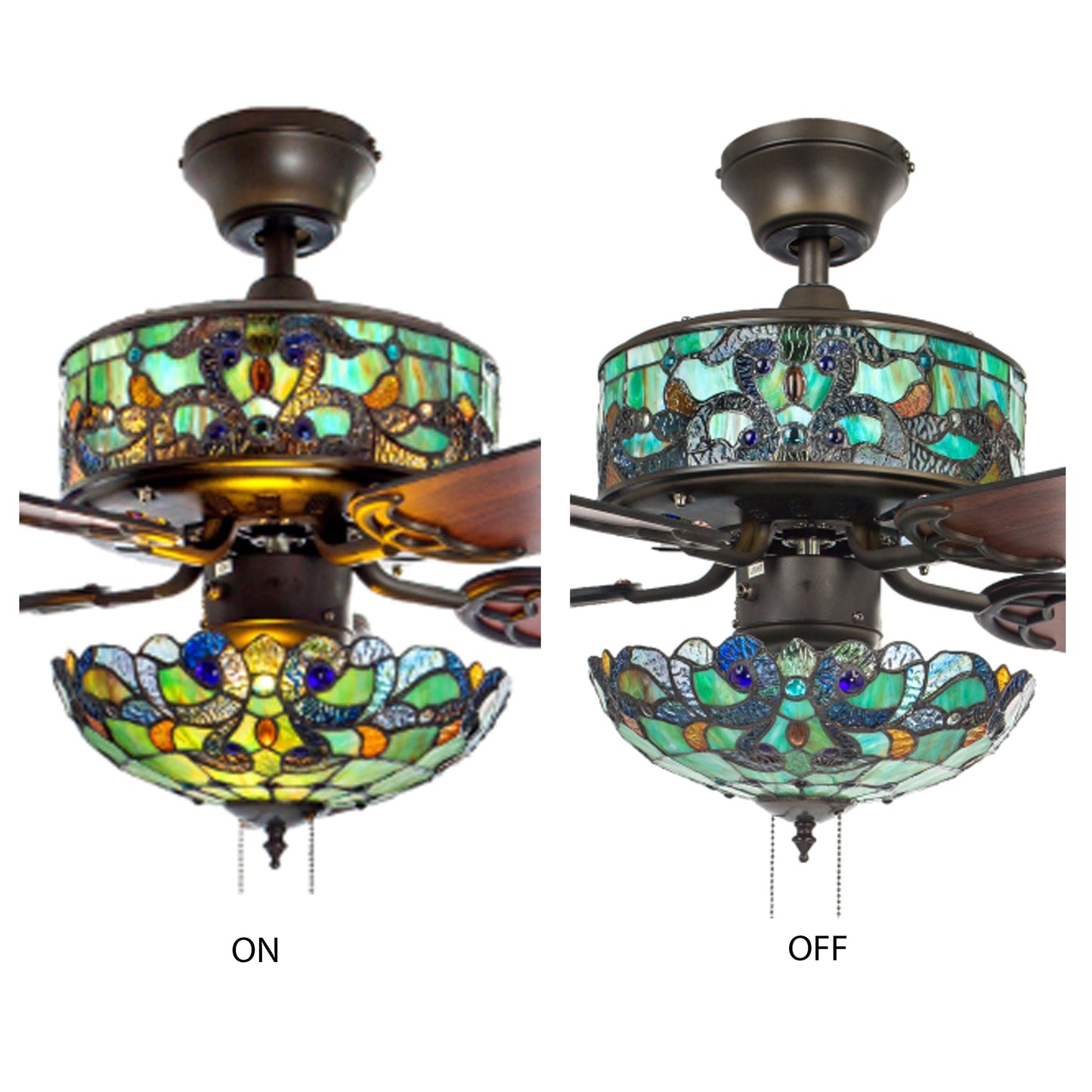 Copper Grove Guasipati 52-inch Tiffany-style Magna Carta Ceiling Fan - 52L x 52W x 16.5