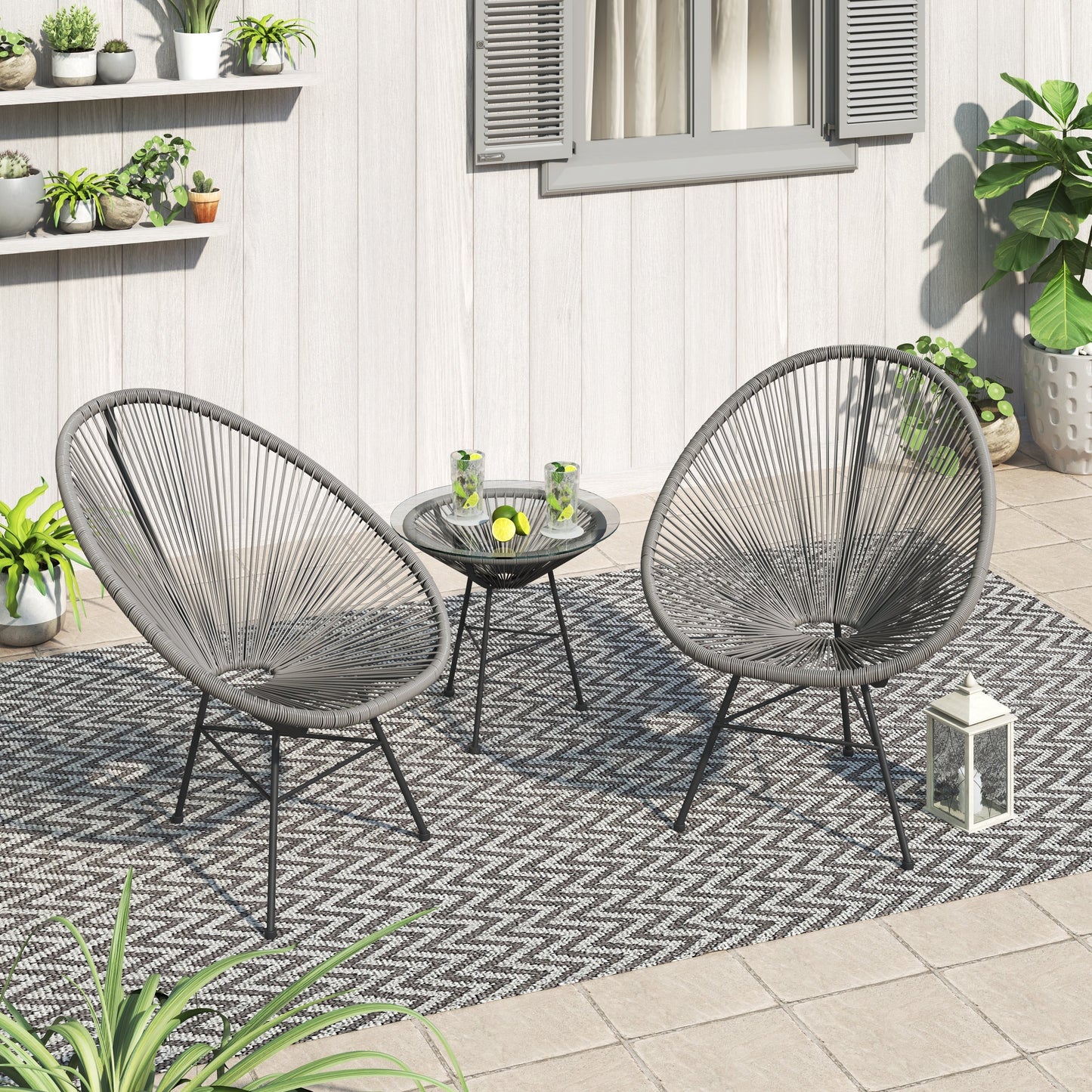 Corvus Sarcelles 3-Piece Modern Wicker Acapulco Bistro Set