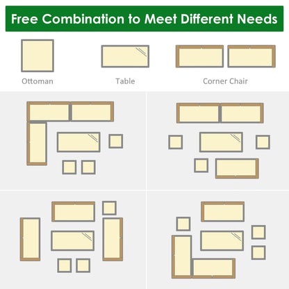 Costway 7 PCS Patio Rattan Dining Set Sectional Sofa Couch Ottoman - See Details