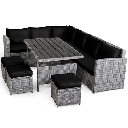Costway 7 PCS Patio Rattan Dining Set Sectional Sofa Couch Ottoman - See Details