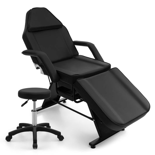 Costway 72 Massage Bed with Hydraulic Stool Adjustable Backrest &