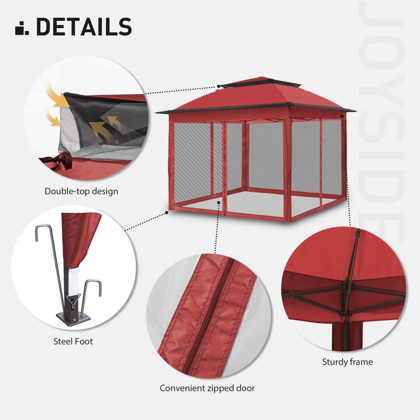 Cozywor 11 ft. x 11 ft. Pop-Up Steel Gazebo with Mosquito Netting