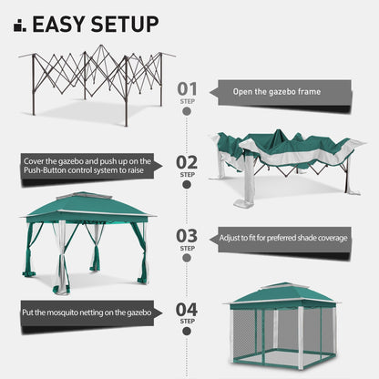 Cozywor 11 ft. x 11 ft. Pop-Up Steel Gazebo with Mosquito Netting