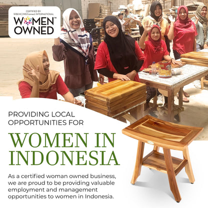 EcoDecors, Bench, Shower Stool, Shower Seat, Shower Chair for Inside Shower, Small Bench, Teak Shower Bench, Shower Foot Rest