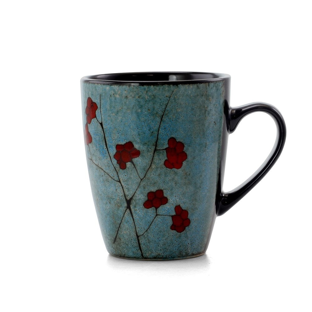 Elama Floral Accents 16 Piece Stoneware Dinnerware Set in Blue