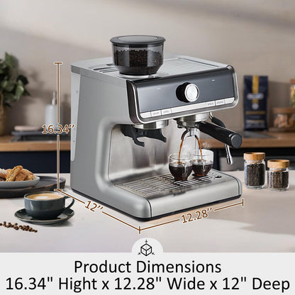 Espresso Coffee Maker, with Grinder, 2.8 L Water Tank