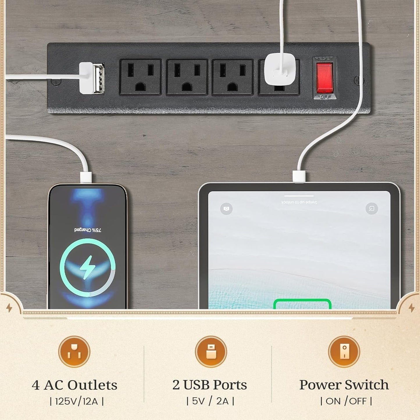 Farmhouse Executive Desk Home Office Desk File Drawer Monitor Stand Power Outlet