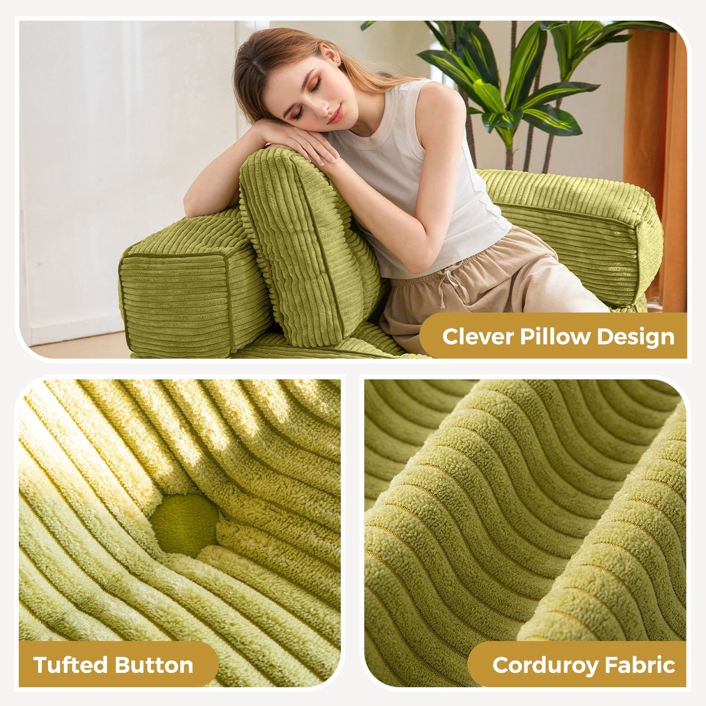 Foldable Sofa Bed,L-Shaped Floor Sofa Couch