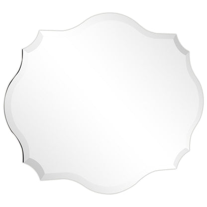 Frameless Beveled Oblong Elegant Scalloped Wall Mirror