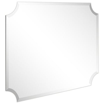 Frameless Rectangle Scalloped Beveled Wall Mirror, Bathroom, Vanity, Bedroom Mirror,1-beveled Edge - Clear