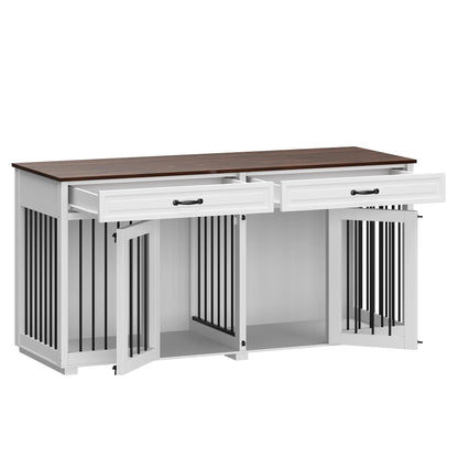 Furniture Style Dog Crate, 64.5 Inch Wooden Large Dog Kennel