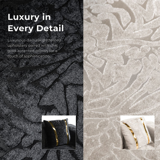 Furniture of America Maxine Glam Solid Wood Sofa with Accent Pillows