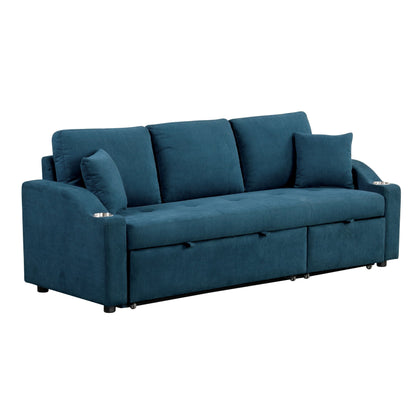 Furniture of America Scarlett Modern Tufted Space-Saving Sleeper Sofa Sectional with Cup Holders