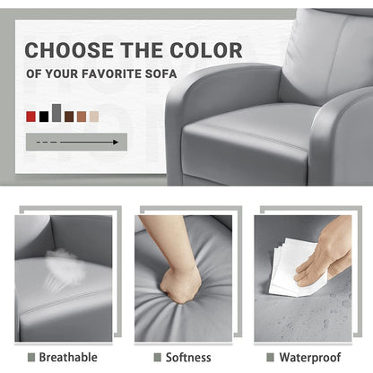 Furniwell PU Leather Sofa Recliner with Padded Seat and Backrest.