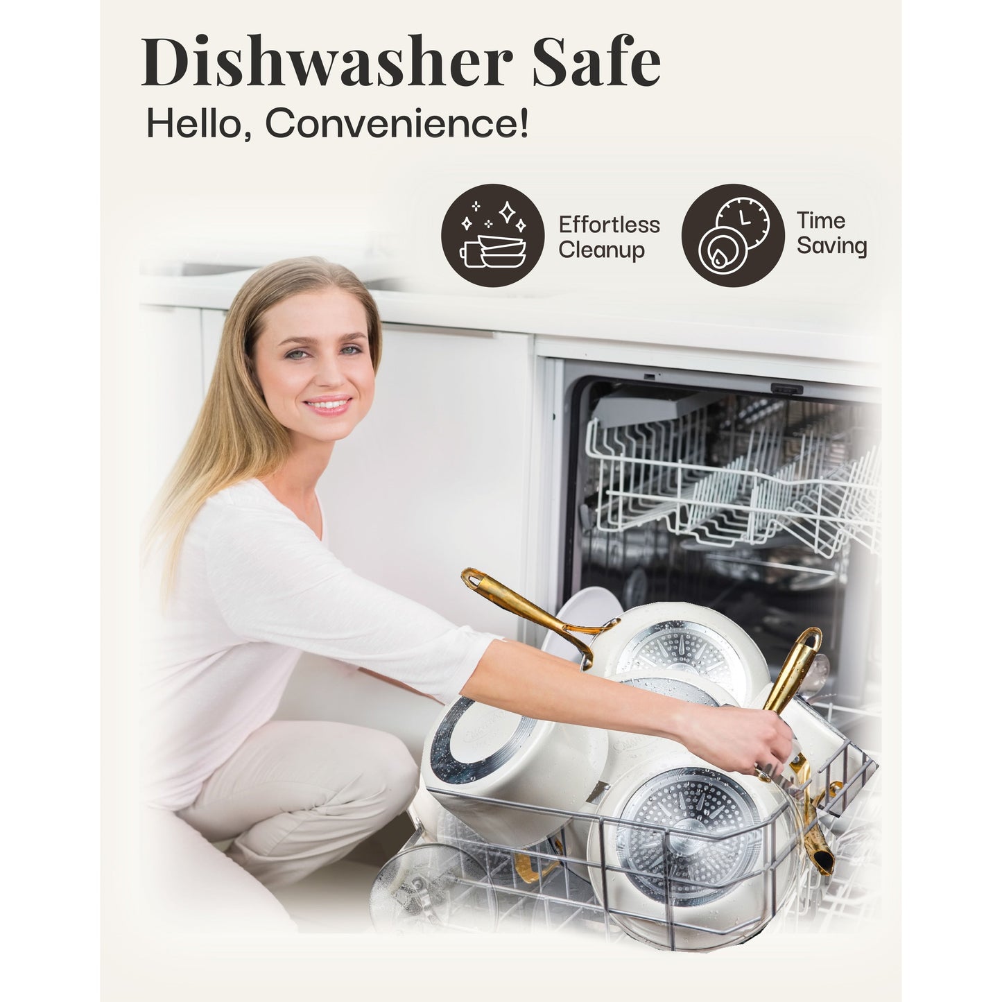 Gotham Steel Cream Pots and Pans 15 Piece Ultra Nonstick Ceramic Cookware Set with Utensils