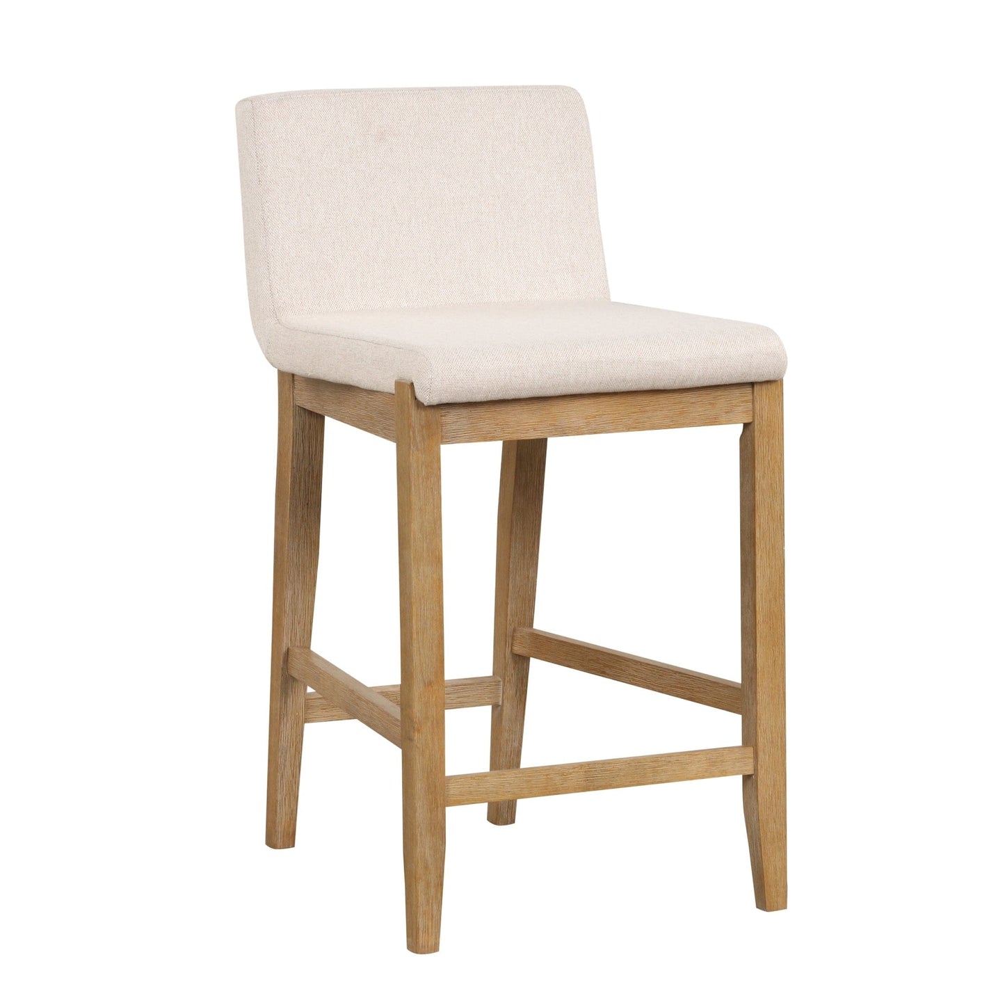 Gracie Modern Bar Stool, Boucle Upholstered Chair and Brushed Wooden Legs