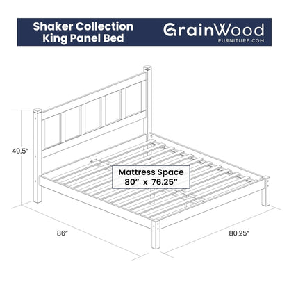 Grain Wood Furniture Shaker Solid Wood Panel Platform Bed
