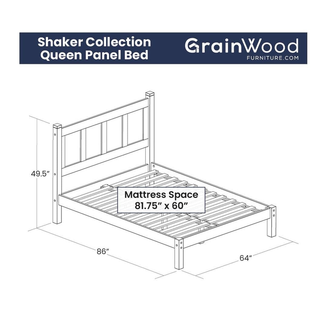 Grain Wood Furniture Shaker Solid Wood Panel Platform Bed