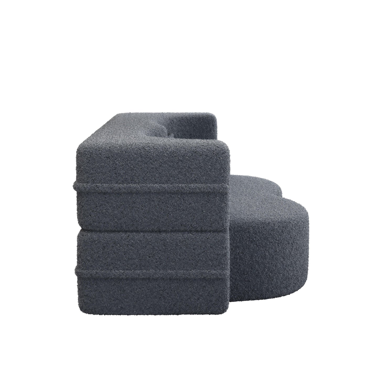 Grey 78 Convertible Teddy Fabric Loveseat Foam-Filled Floor Sofa Bed with 2 Pillows and Folding Mattress for Living Room