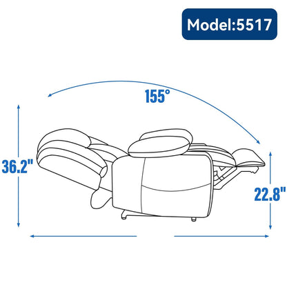 Grey Chenille Power Lift Recliner with Massage, Lumbar Heating, USB & Type-C Ports, and Stainless Steel Drink Holders