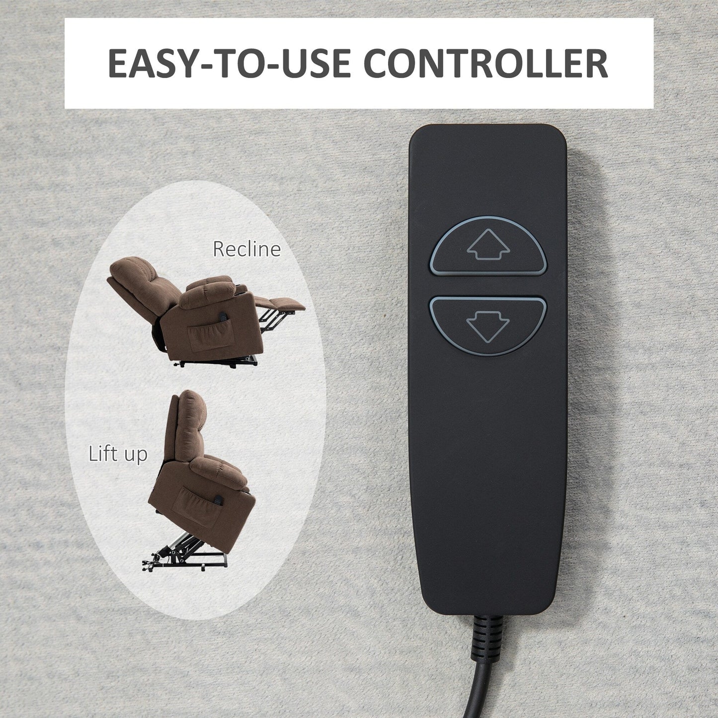 HOMCOM Electric Power Lift Chair Recliners for Elderly, Oversized Living Room Recliner Chair with Remote Control