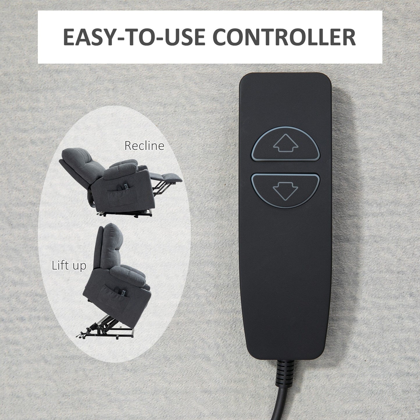 HOMCOM Electric Power Lift Chair Recliners for Elderly, Oversized Living Room Recliner Chair with Remote Control