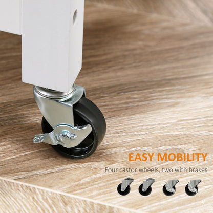 HOMCOM Kitchen Trolley, Wood Top Utility Cart on Wheels with Open Shelf and Storage Drawer for Dining Room, Kitchen