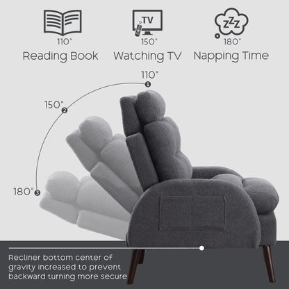 HOMYKA Accent Lounge Chair with Adjustable Backrest Storage Ottoman