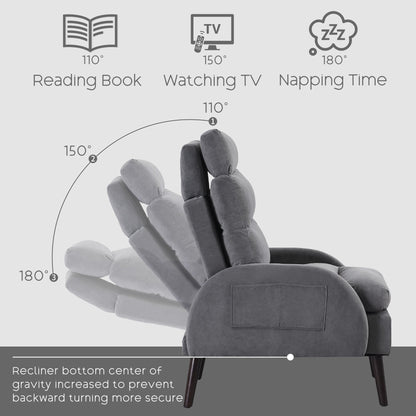 HOMYKA Accent Lounge Chair with Adjustable Backrest Storage Ottoman